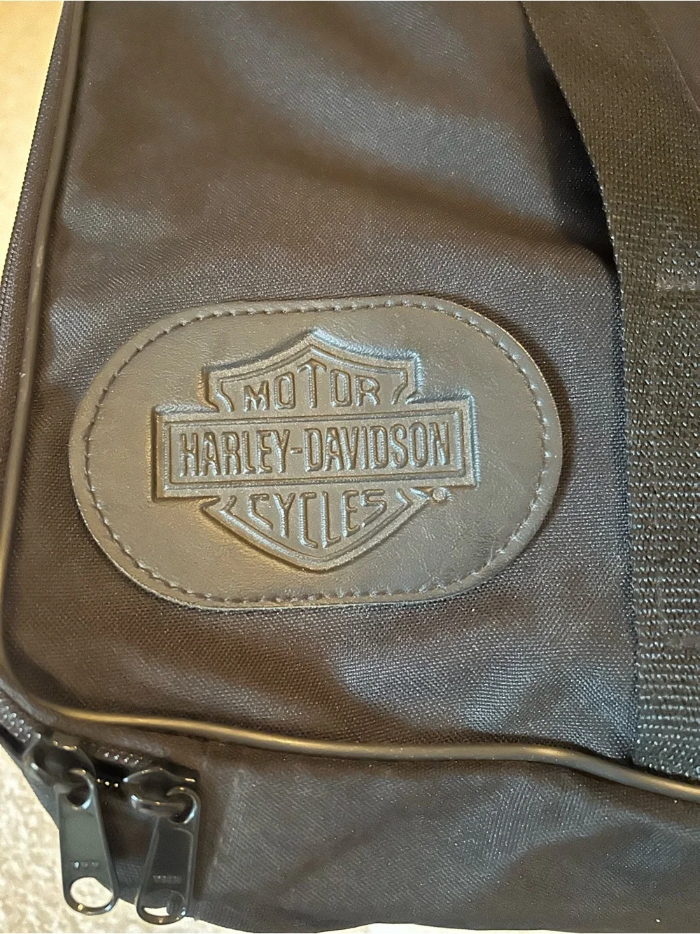 Vintage Harley-Davidson Black Canvas Large Travel Duffle Bag EUC 21x12x10